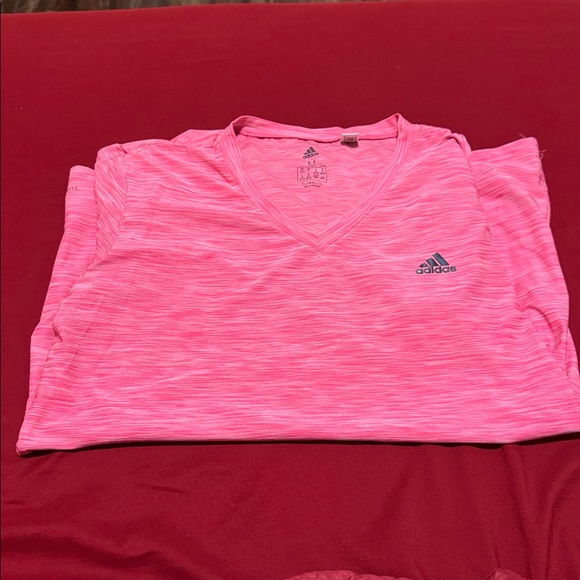 Adidas Bright Pink V-Neck Tee - Picture 1 of 3